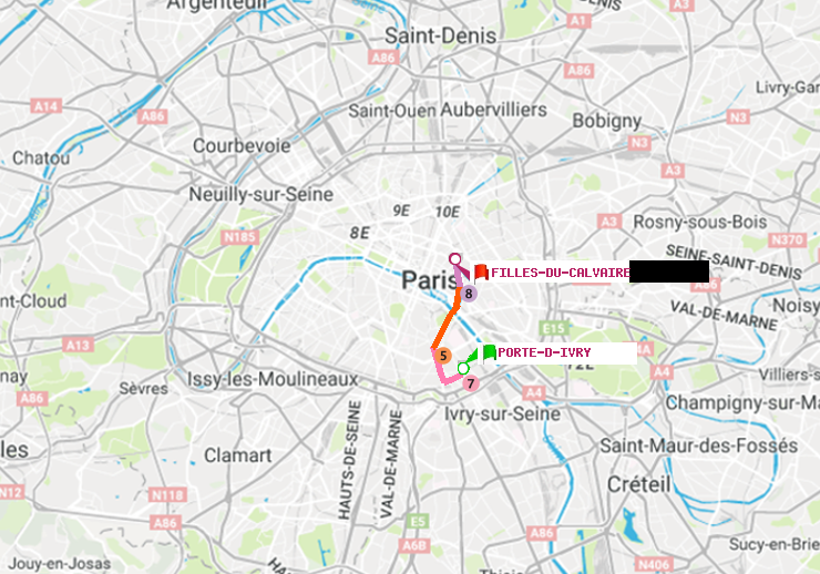 plan itinéraire ratp de Porte d