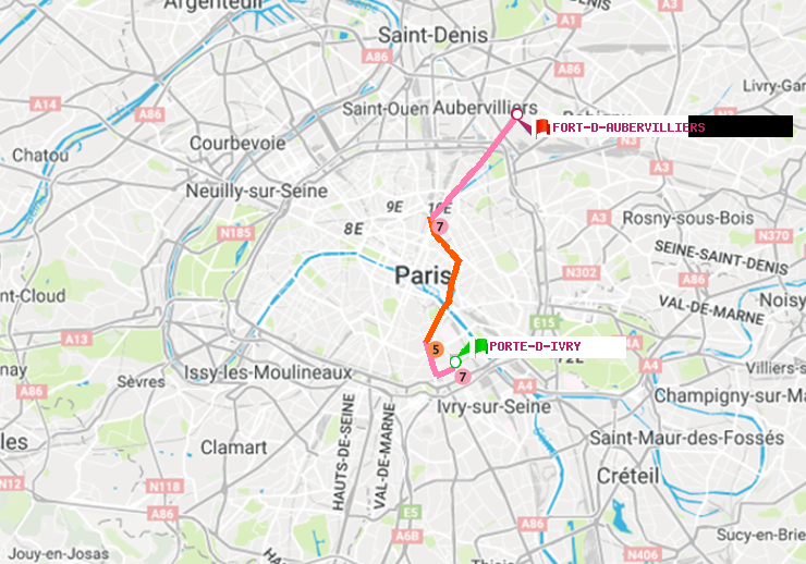 plan itinéraire ratp de Porte d