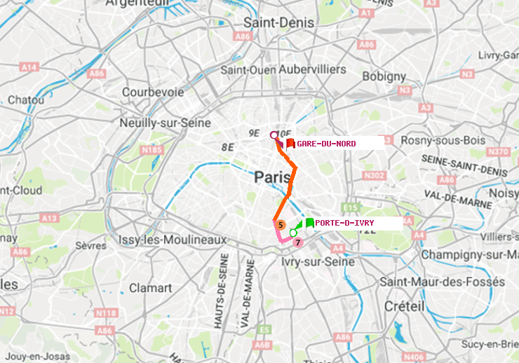 plan itinéraire ratp de Porte d