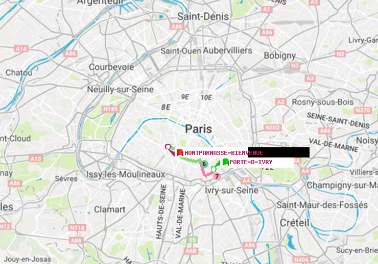 plan itinéraire ratp de Porte d