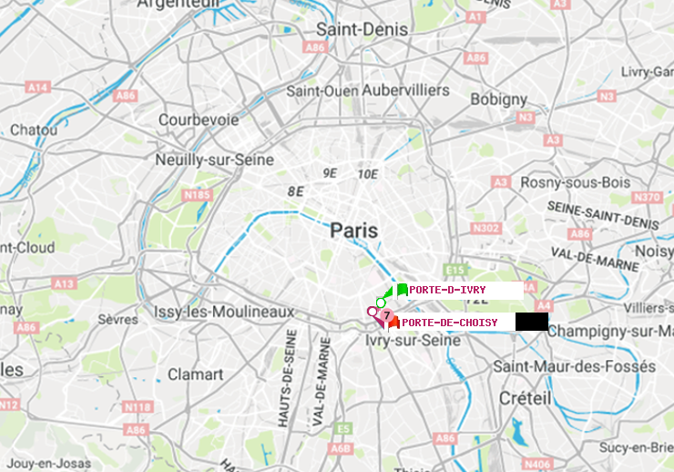 plan itinéraire ratp de Porte d