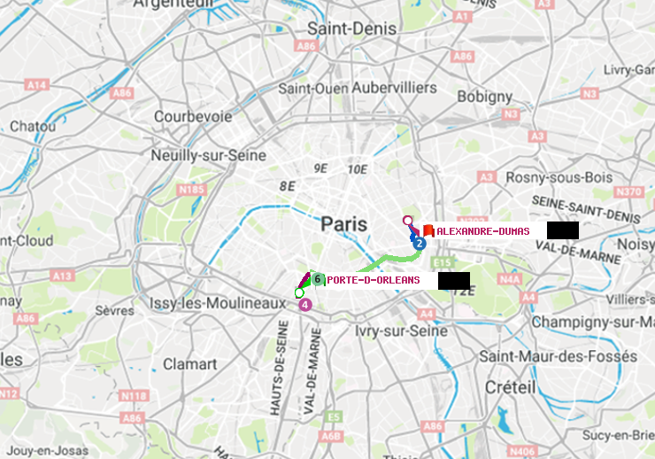 plan itinéraire ratp de Porte d