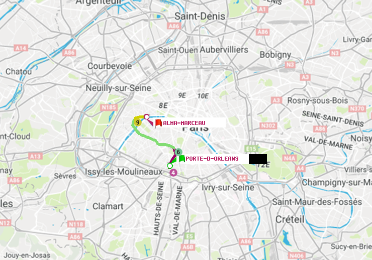 plan itinéraire ratp de Porte d