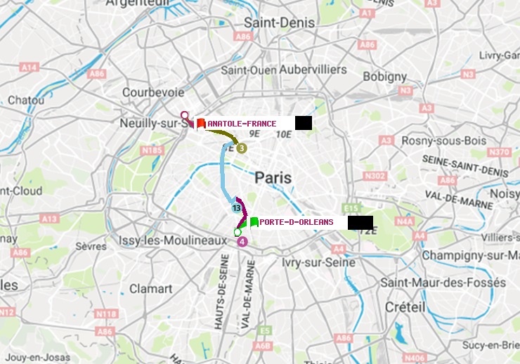 plan itinéraire ratp de Porte d