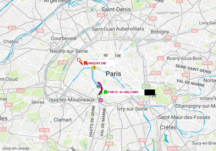 plan itinéraire ratp de Porte d