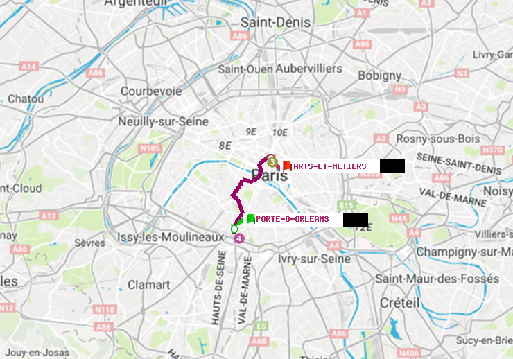 plan itinéraire ratp de Porte d