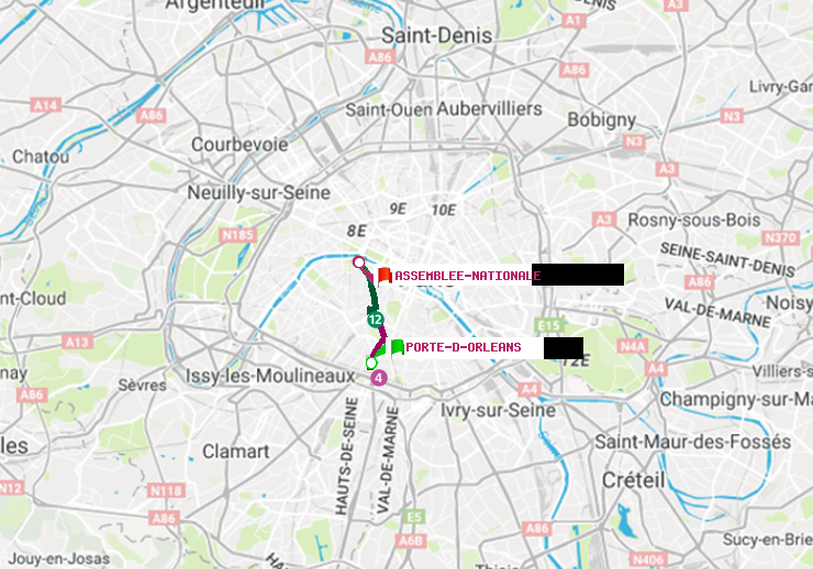 plan itinéraire ratp de Porte d