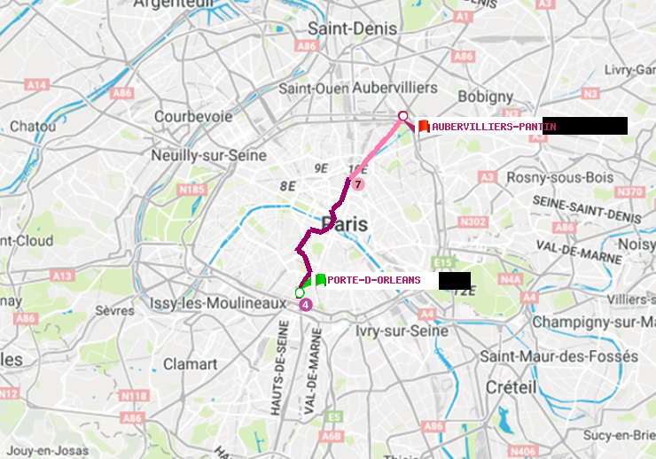 plan itinéraire ratp de Porte d