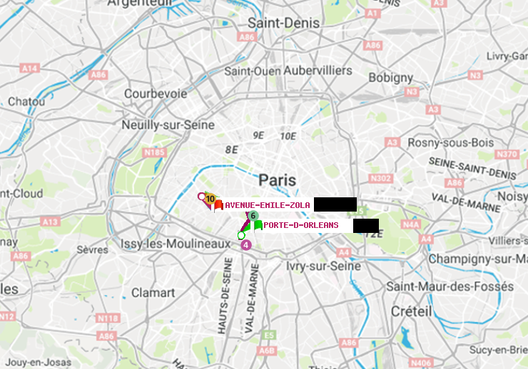 plan itinéraire ratp de Porte d