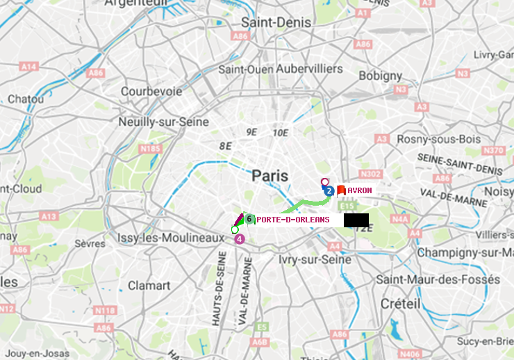 plan itinéraire ratp de Porte d