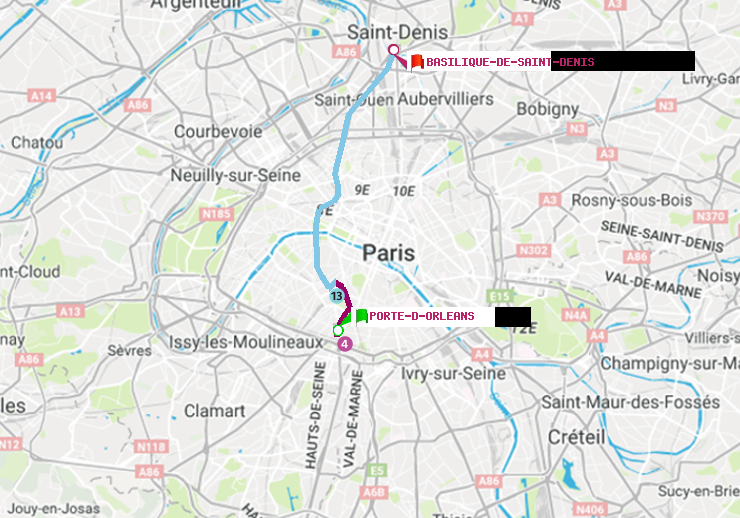 plan itinéraire ratp de Porte d
