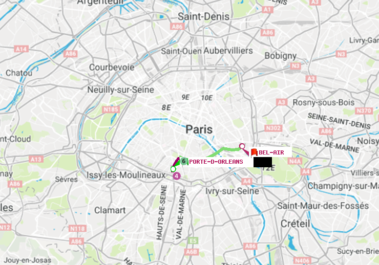 plan itinéraire ratp de Porte d