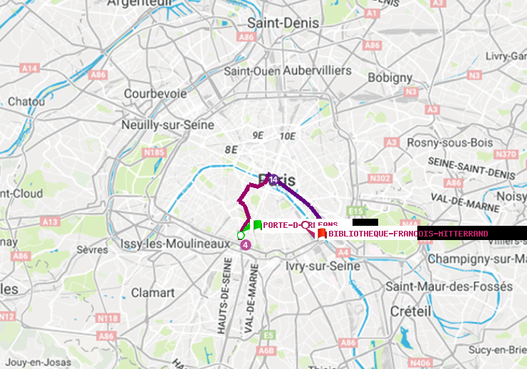 plan itinéraire ratp de Porte d