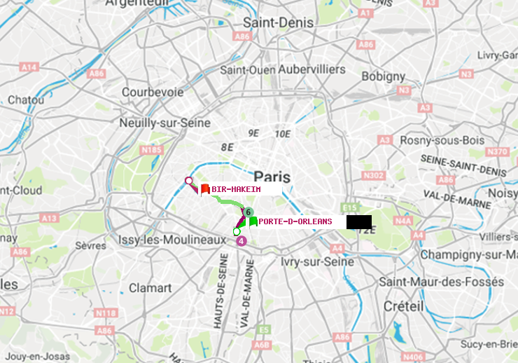 plan itinéraire ratp de Porte d