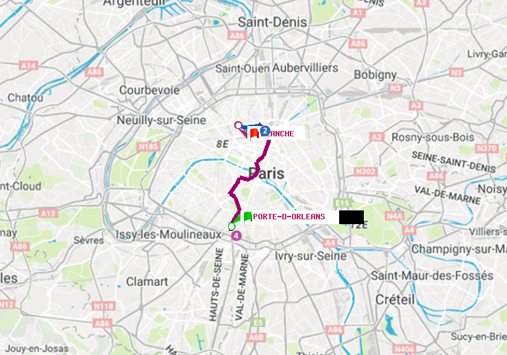 plan itinéraire ratp de Porte d