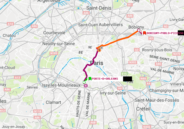 plan itinéraire ratp de Porte d
