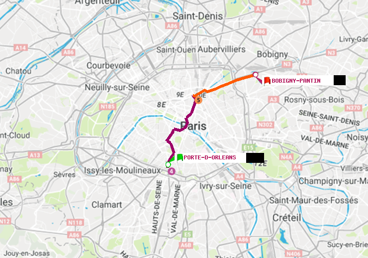 plan itinéraire ratp de Porte d
