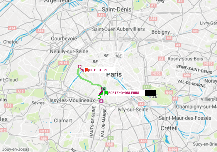 plan itinéraire ratp de Porte d