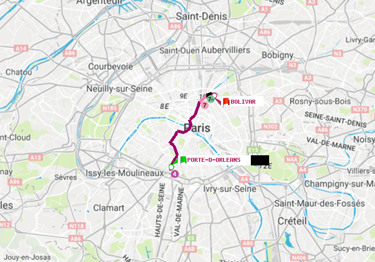 plan itinéraire ratp de Porte d