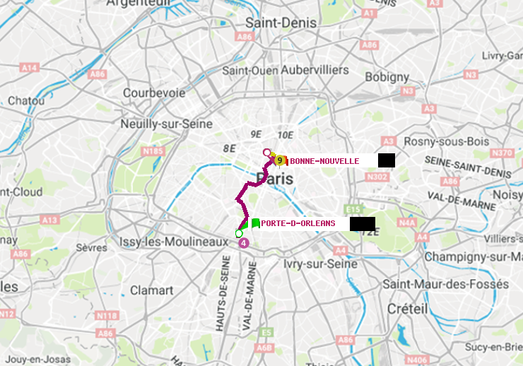 plan itinéraire ratp de Porte d