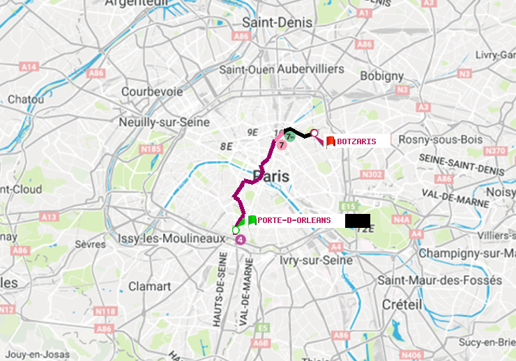 plan itinéraire ratp de Porte d