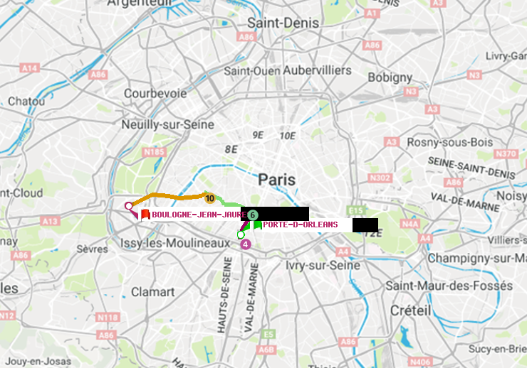 plan itinéraire ratp de Porte d