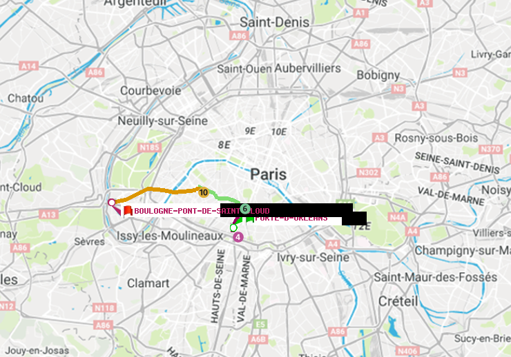 plan itinéraire ratp de Porte d