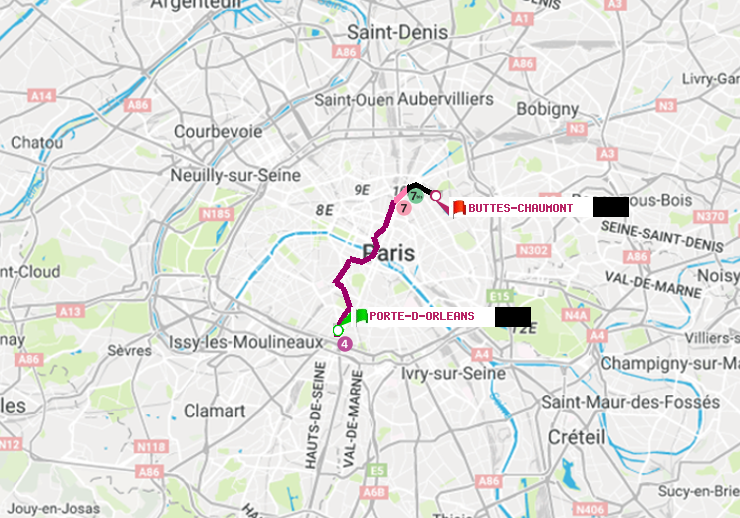 plan itinéraire ratp de Porte d