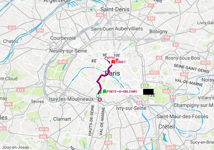 plan itinéraire ratp de Porte d