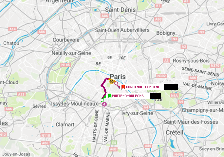 plan itinéraire ratp de Porte d