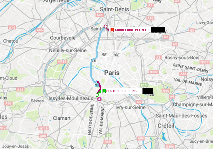plan itinéraire ratp de Porte d
