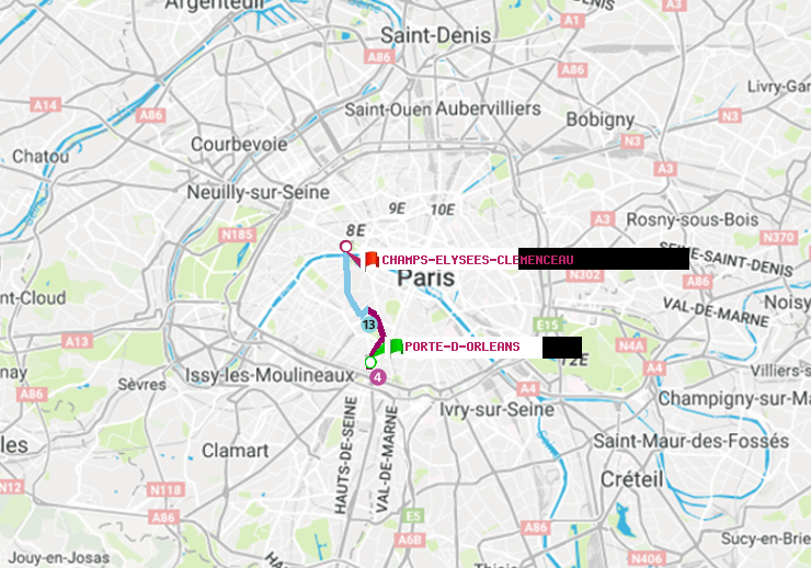 plan itinéraire ratp de Porte d