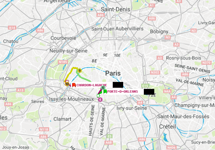 plan itinéraire ratp de Porte d