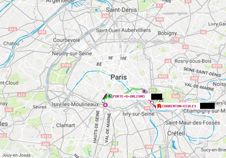 plan itinéraire ratp de Porte d