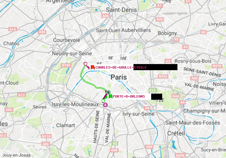 plan itinéraire ratp de Porte d