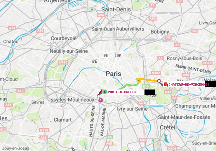 plan itinéraire ratp de Porte d