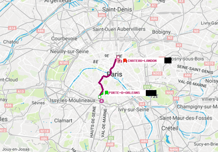 plan itinéraire ratp de Porte d