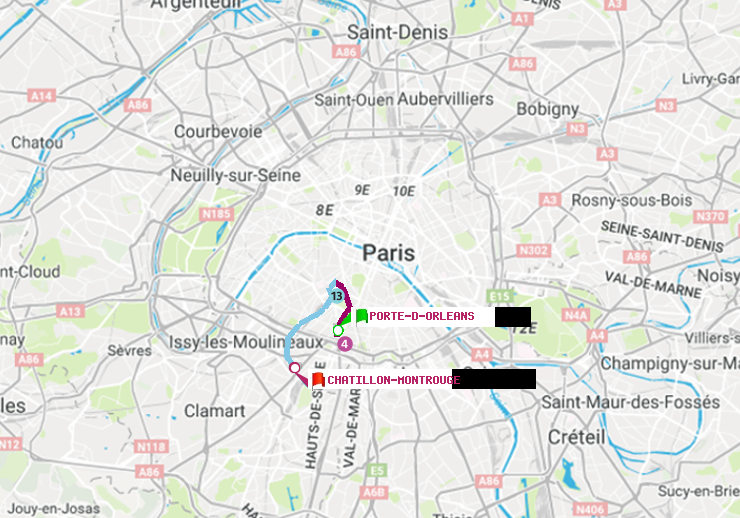 plan itinéraire ratp de Porte d