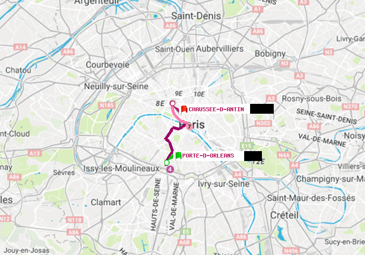 plan itinéraire ratp de Porte d