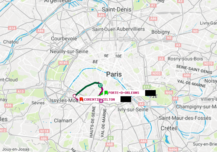 plan itinéraire ratp de Porte d