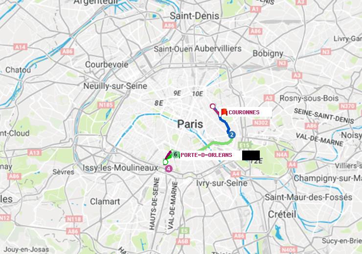 plan itinéraire ratp de Porte d