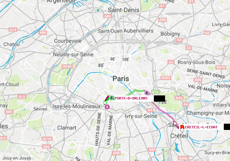 plan itinéraire ratp de Porte d