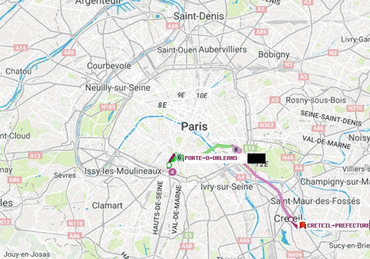 plan itinéraire ratp de Porte d