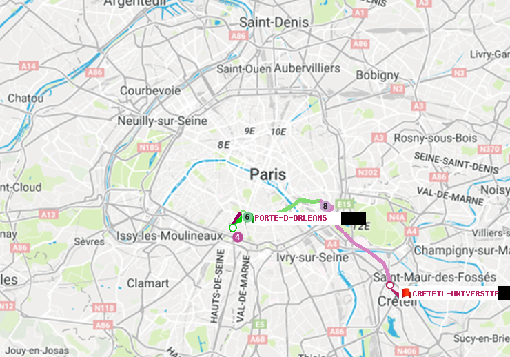 plan itinéraire ratp de Porte d