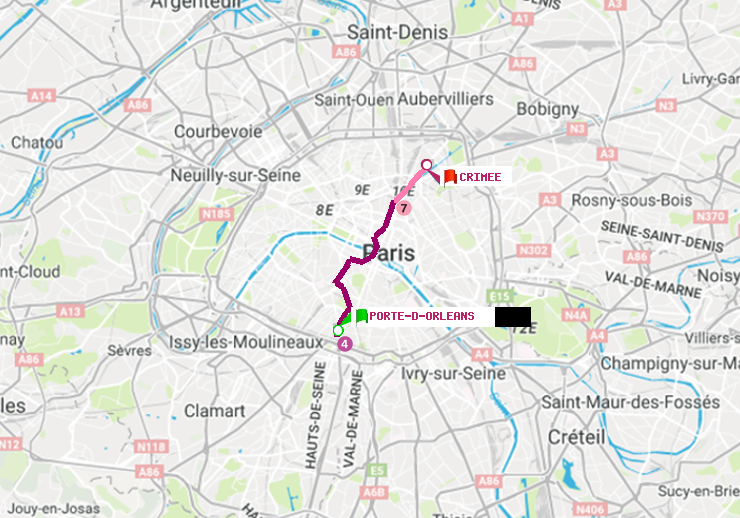plan itinéraire ratp de Porte d