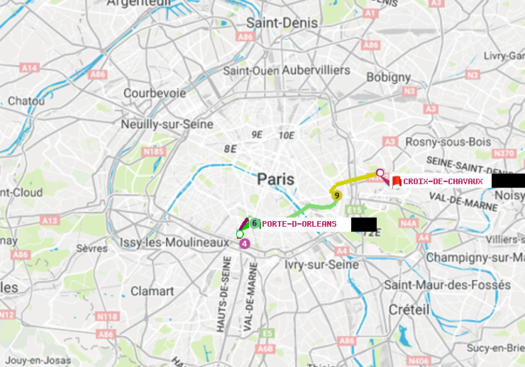 plan itinéraire ratp de Porte d
