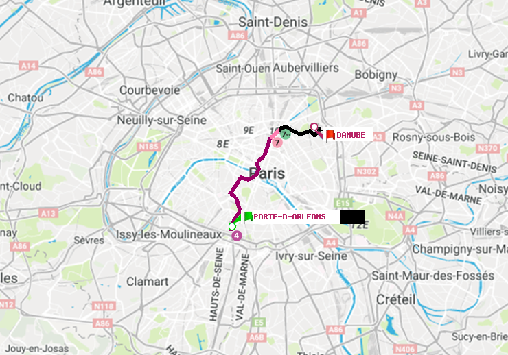 plan itinéraire ratp de Porte d