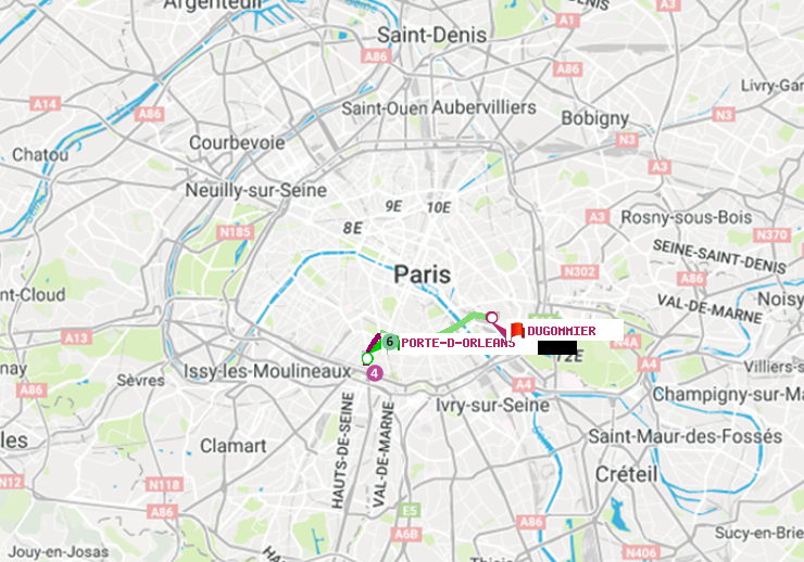 plan itinéraire ratp de Porte d