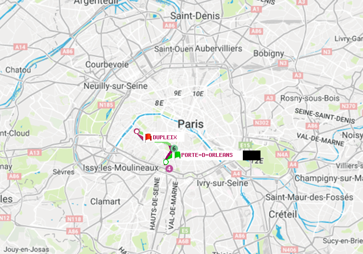 plan itinéraire ratp de Porte d