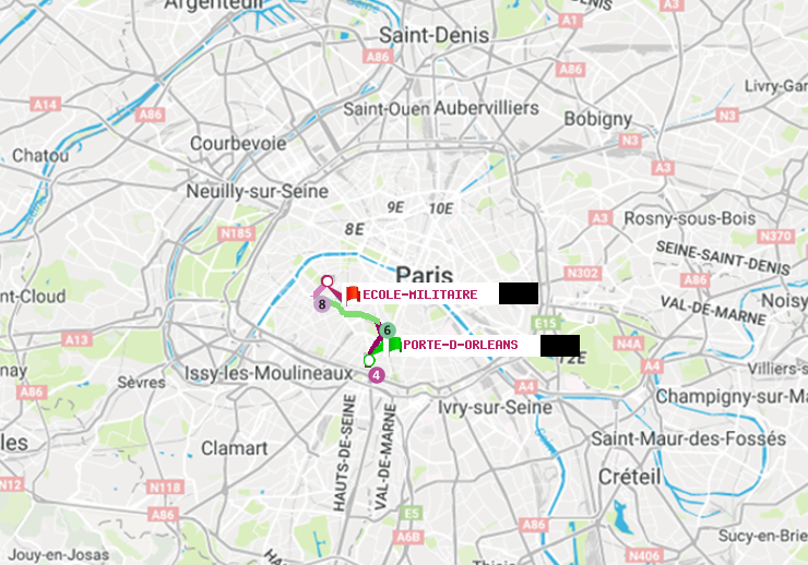 plan itinéraire ratp de Porte d